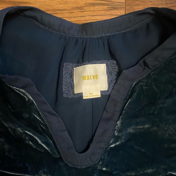 Anthropologie Maeve Ingrid velvet tunic short dress navy blue small petite - Picture 3 of 8